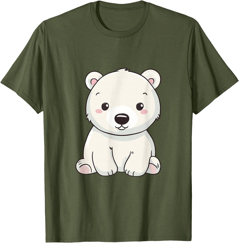 Polar Bears Shirts Cute Kawaii Polar Bears Lovers Gifts, White Bears T-Shirt - Olive Green