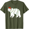 Funny Christmas Polar Bear Holiday Gifts Polar Bear Christmas Santa Hat Lights Xmas Gifts T-Shirt - Olive Green