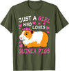 EDILILU Just A Girl Who Loves Guinea Pigs Cute Guinea Pig Lover T-Shirt - Olive Green
