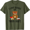 Teddy Bears, Cute Teddy Bear Lover Gifts Adorable Teddy Bear Love Books and Teddy Bear Reading T-Shirt - Olive Green