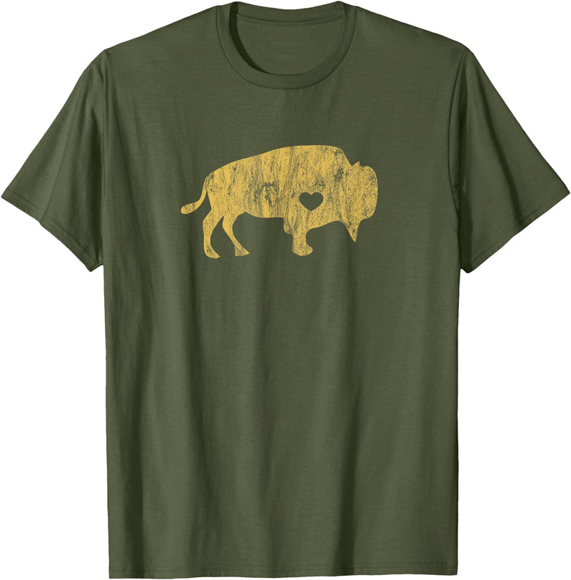 I Love Wild Buffaloes Gift Company I Love Buffaloes Golden Buffalo Bison Lover Gift Ideas T-Shirt - Olive Green
