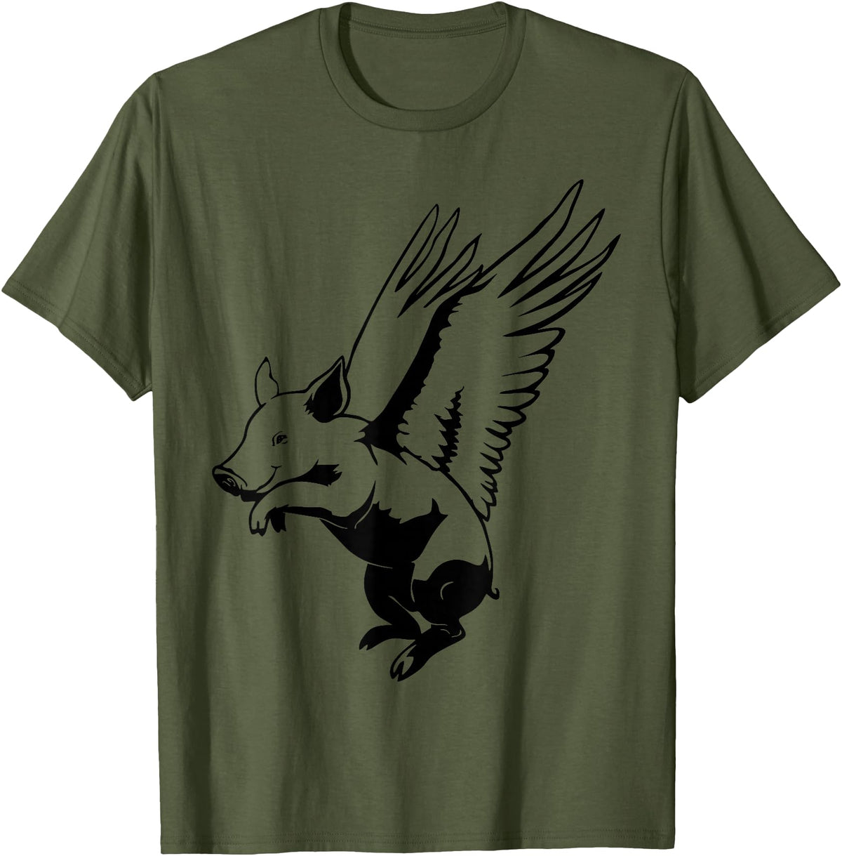 Flying Pig Funny Animals Flying Pig with Wings Fly Pig Lovers T-Shirt - Olive Green
