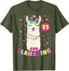Llamazing Birthday Party Outfit Llama Lovers Llamazing 11 Years Old Girl Birthday Cute Llama Alpaca Kids T-Shirt - Olive Green