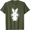 Cute and Silly Frazzled Easter Rabbit Bunny T-Shirt in Olive Green
