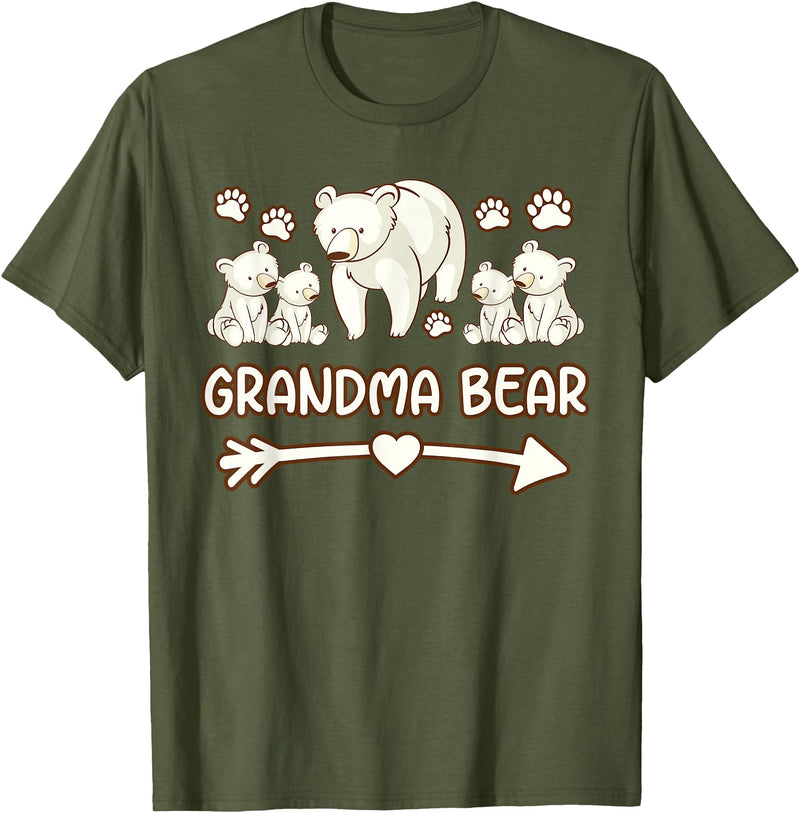 grandma bear t-shirts nana bear shirt nana bear tshirt, grandma bear 4 cub tshirt mom T-Shirt - Olive Green