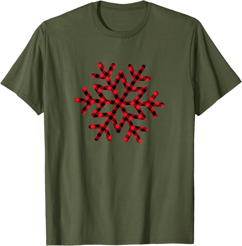 Christmas Snowflake buffalo plaid Holiday gifts Christmas snowflake buffalo plaid Holiday gift fun Winter T-Shirt - Olive
