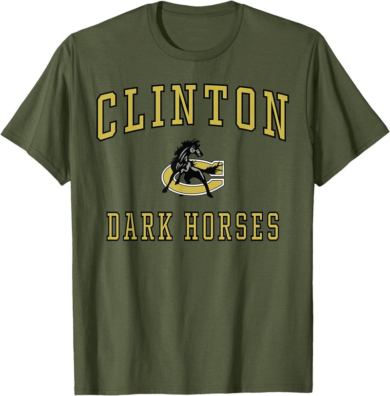 Official High School Fan Gear Clinton High School Dark Horses T-Shirt - Olive Green