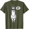 Funny Llama lover Co Alpaca Llama with Sunglasses Sup T-Shirt - Olive Green