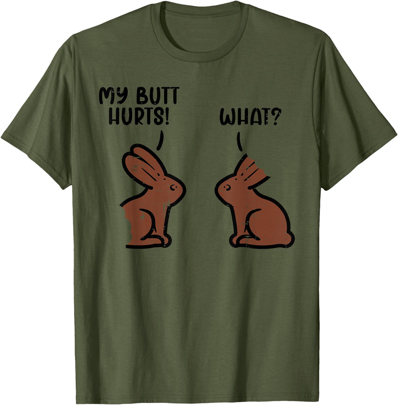 Chocolate Easter Bunnies Funny Rabbit Bunny Candy Men Women T-Shirt in Olive Green