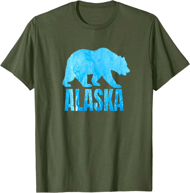 Wild Animal Alaska State Animal Polar Bear Ice Souvenir T-Shirt - Olive Green