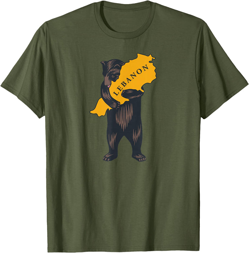 From California with Love Bear hugging Lebanon (based on California design) T-Shirt - Olive Green