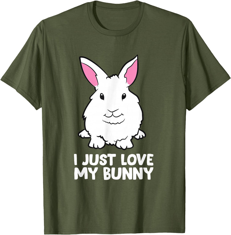 I Just Love My Bunny Cute Bunny Rabbit Pet T-Shirt in Olive Green