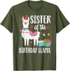 Matching Llama Birthday Party Supplies Sister Of The Birthday Llama Birthday Boy Girl Outfit Family T-Shirt - Olive Green