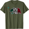 California Aztec Apparel Co California Republic Bear Aztec Calendar Mexico Mexican Flag T-Shirt - Olive Green