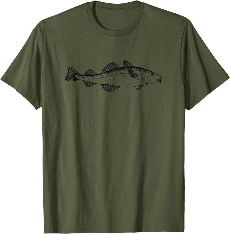 Fishing Cod Fish Cod Fish Graphic Fisherman T-Shirt - Olive Green