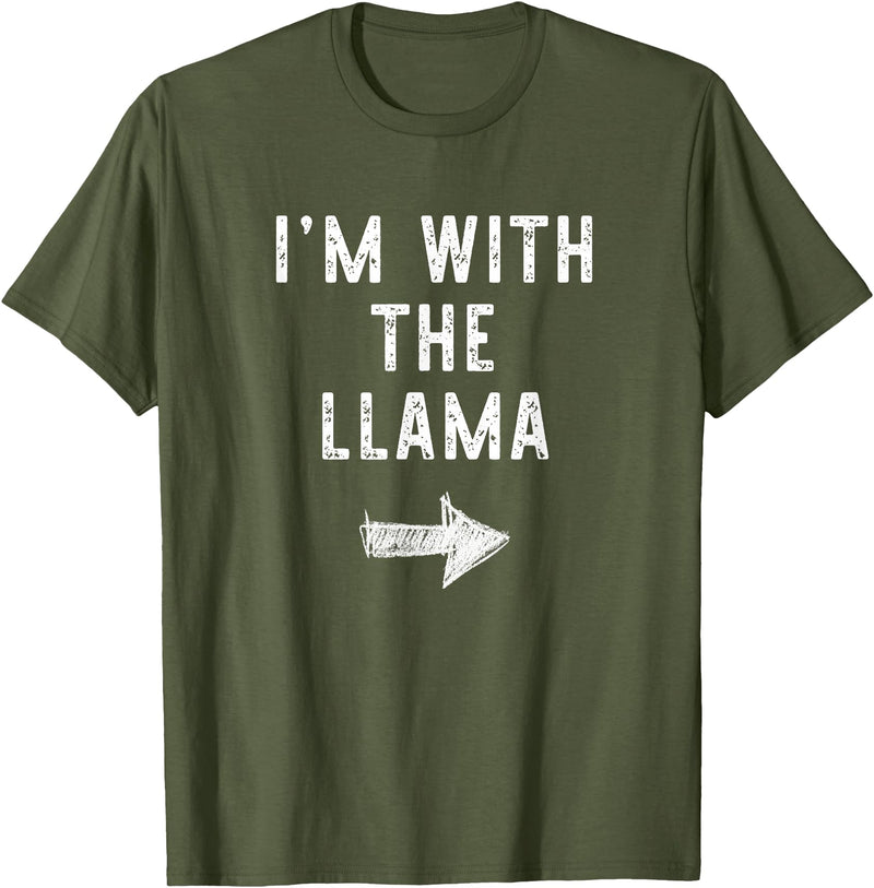 Im With The Llama Halloween Costume I’m with The Llama Funny Halloween Couple Costume T-Shirt - Olive Green