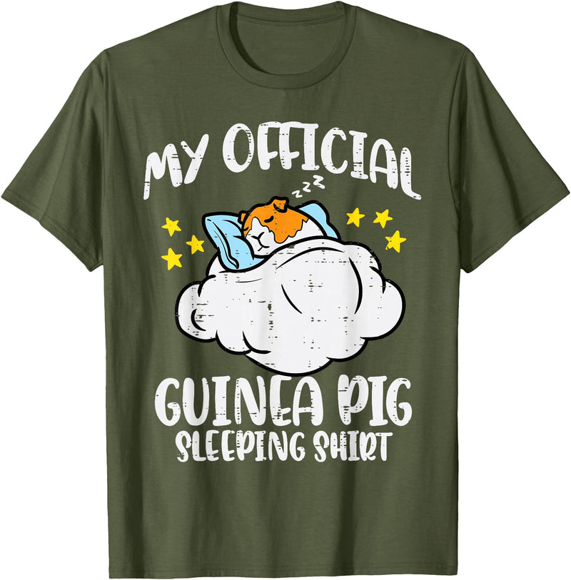 Guinea Pig Shirts For Men Women Kids Gift My Official Guinea Pig Sleeping Shirt Cavy Women Kids Men T-Shirt - Olive Green