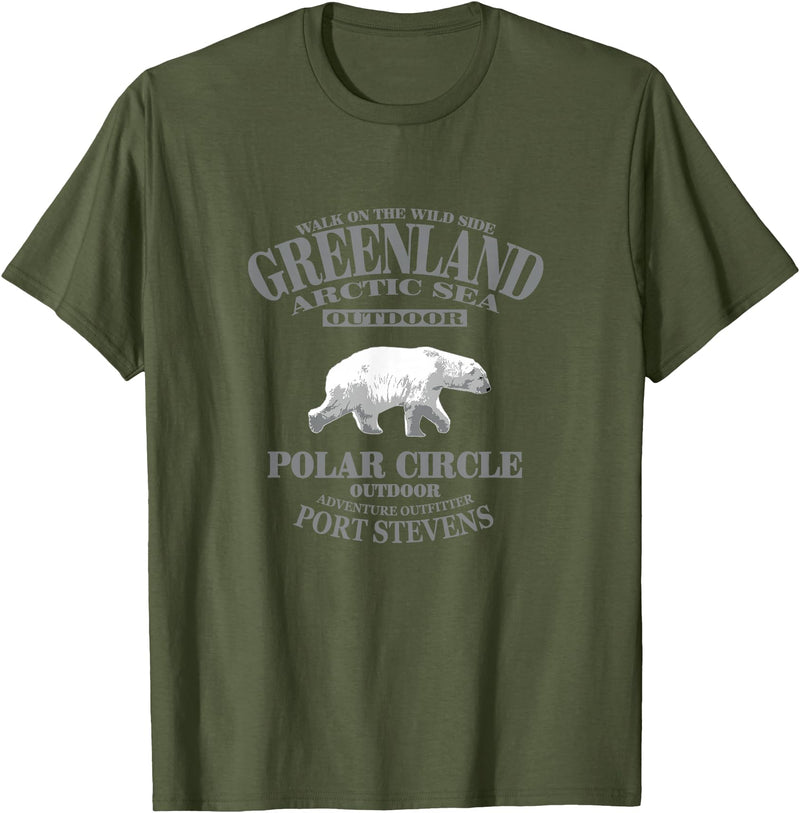 Port Stevens P.S.75 Design Greenland Polar Bear T-Shirt - Olive Green
