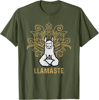 Lama Llamaste Family Summer Sport Yoga Gift Tees Llamaste Yoga Gift For Men Women Kids Lover Llama Yoga T-Shirt - Olive Green