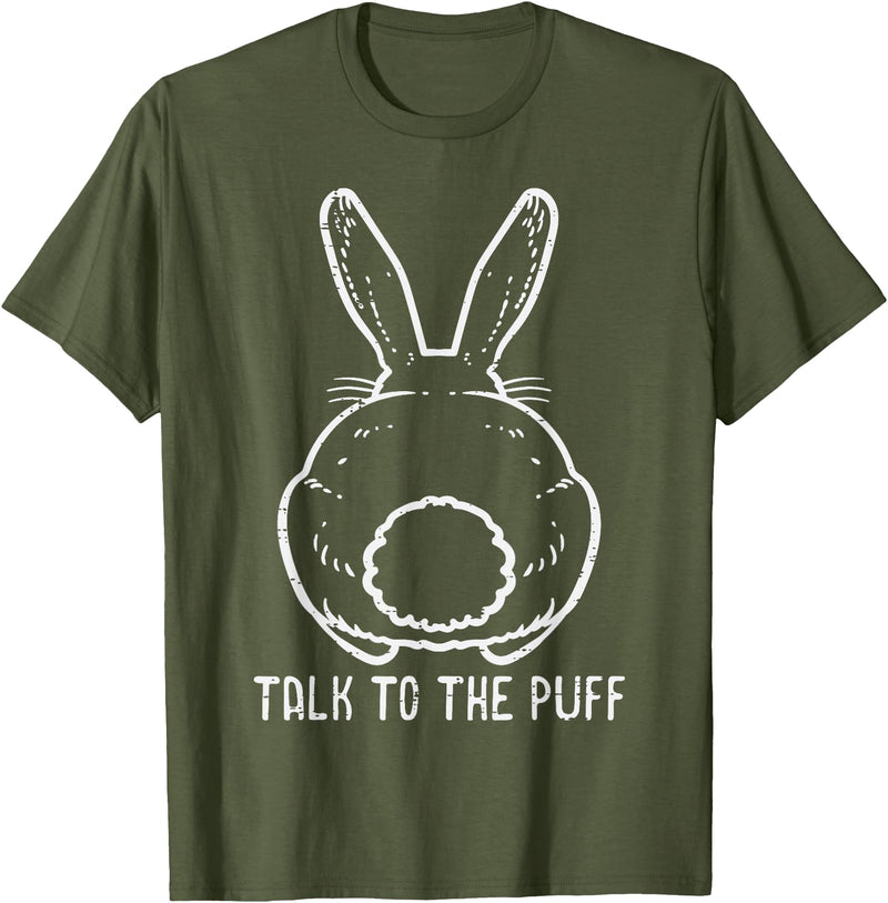 Bunny Talk to the Puff Easter Funny Rabbit Men Women Kids T-Shirt in Olive Green