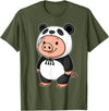 Pig In Panda Costume Kawaii Design Kawaii Pig In Panda Costume for Girls kids Pig Lover T-Shirt - Olive Green