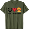 Peace, Love And Lion Retro Lion Animals Lover Peace, Love Lion Retro Cute Lion Animals Lover T-Shirt - Olive Green