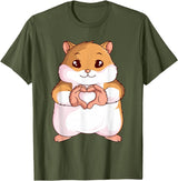 Hamster Lovers Girls Ladies T-Shirt - Olive Green