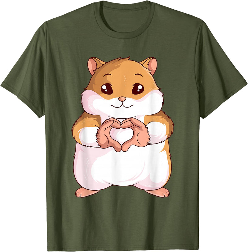 Hamster Lovers Girls Ladies T-Shirt - Olive Green