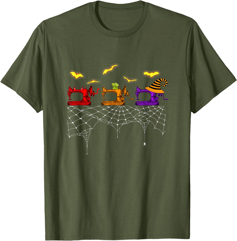 Quilter Scary Halloween Costume Sewing Machine T-Shirt - Olive Green