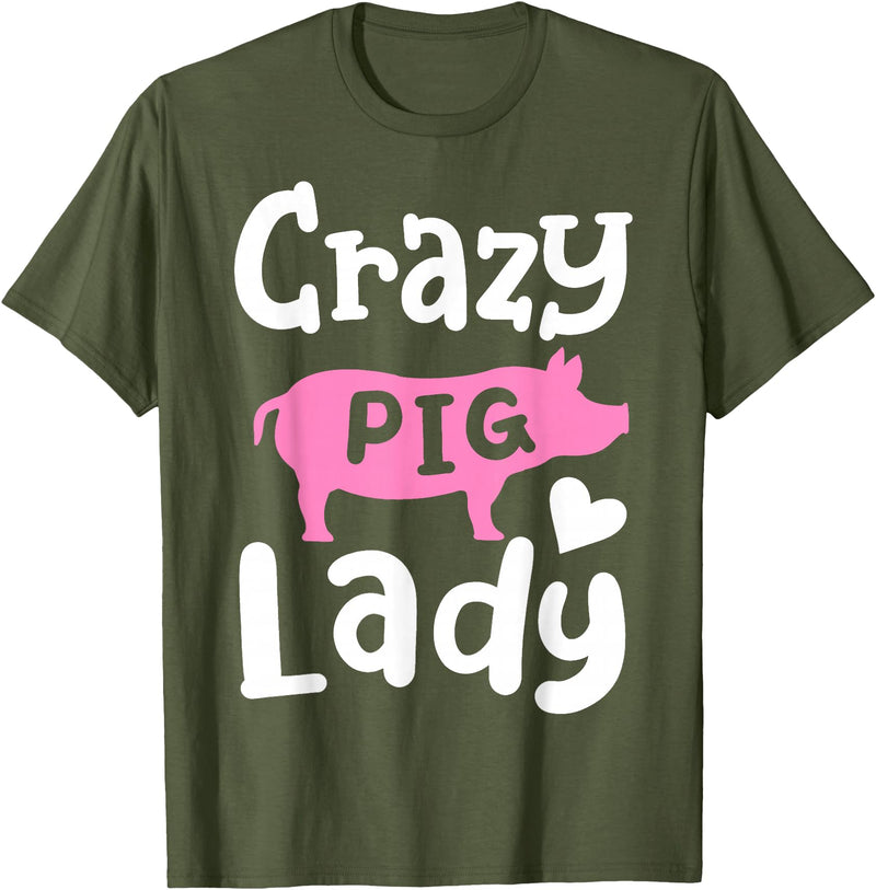 Pig Farm Store Co. Pig Crazy Pig Lady T-Shirt - Olive Green