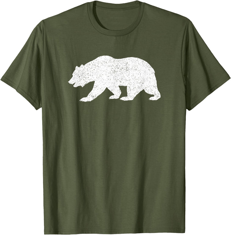 CALIFORNIA REPUBLIC GRIZZLY BEAR APPAREL California Grizzly Bear State Flag CALI Republic Silhouette T-Shirt - Olive Green