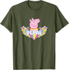 Peppa Pig Shooting Stars Cute Retro Logo T-Shirt - Olive Green