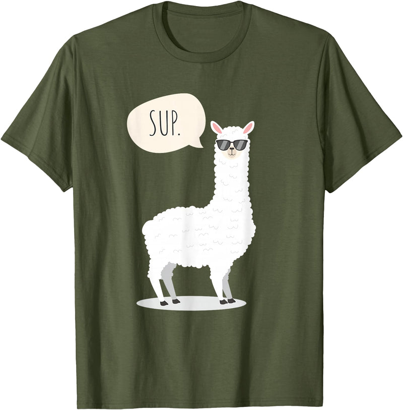 Funny & Cute Llama Gifts by OMG Sup No Drama Llama Alpaca T-Shirt - Olive Green