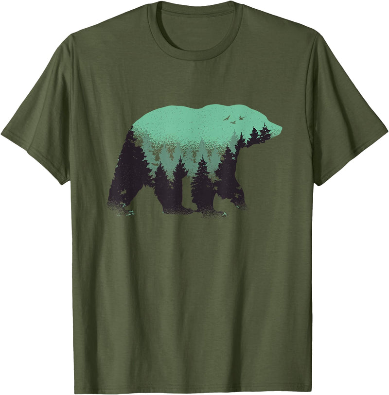 Grizzly Bear - Outdoor Apparel Bear Forest Nature Grizzly Hiking Outdoor Hunting Gift T-Shirt - Olive Green