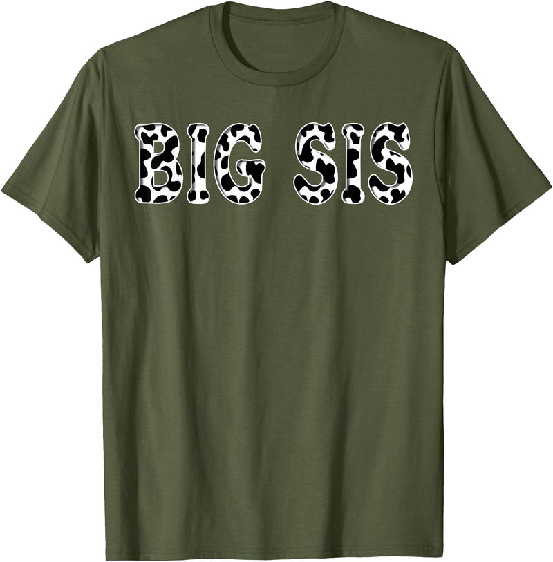 Cow Pattern Print Family Matching Birthday Apparel Cow Big Sis Birthday Family Matching Girl Boy Farm Birthday T-Shirt -