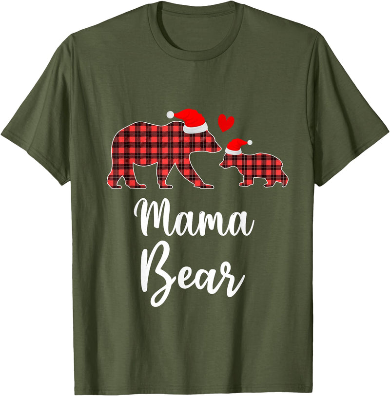 Cute Xmas Gifts Tartan Bear Cub Matching Costumes Mama Bear Buffalo Red Plaid Christmas Pajama Family Outfits T-Shirt -