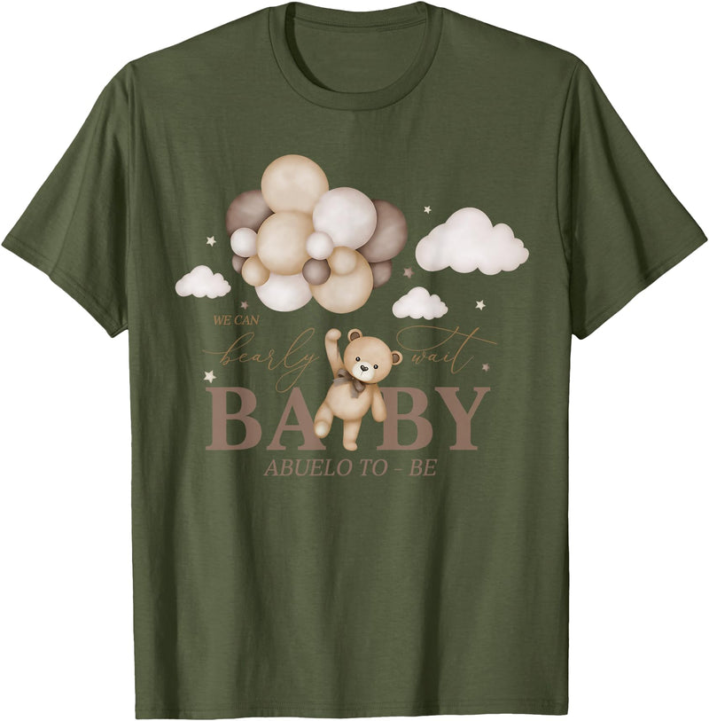 Cute Bearly Wait Baby Shower Bear Matching Family Abuelo We Can Bearly Wait Baby Shower Bear Family Matching T-Shirt - Olive Green