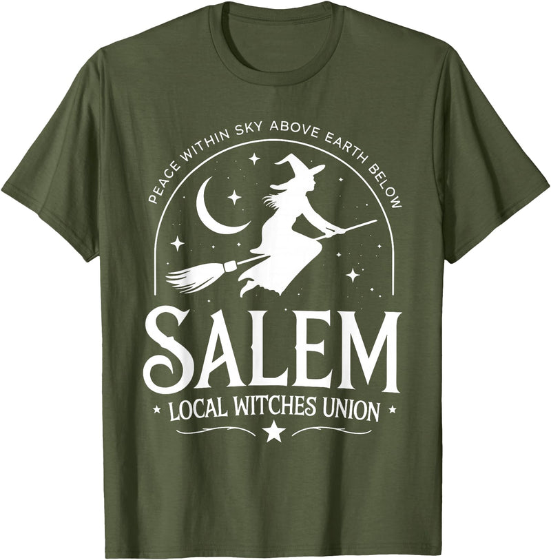 Salem Witch Halloween Apparel Salem Local Witches Union 1692 Witch Halloween Costume T-Shirt - Olive Green