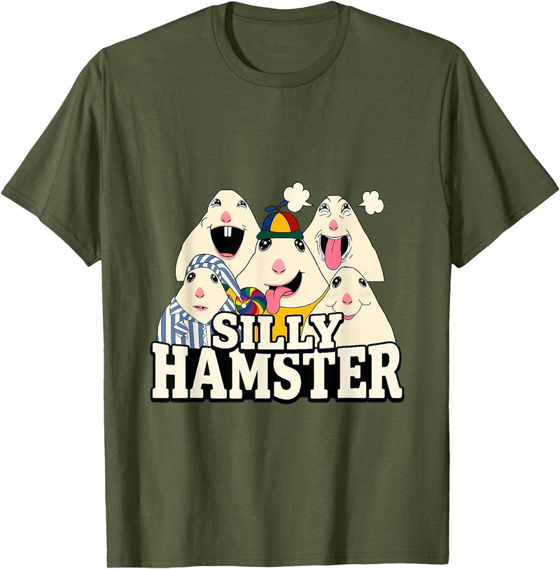 Funny Joke Silly Hamster Brain Rot Meme T-Shirt - Olive Green