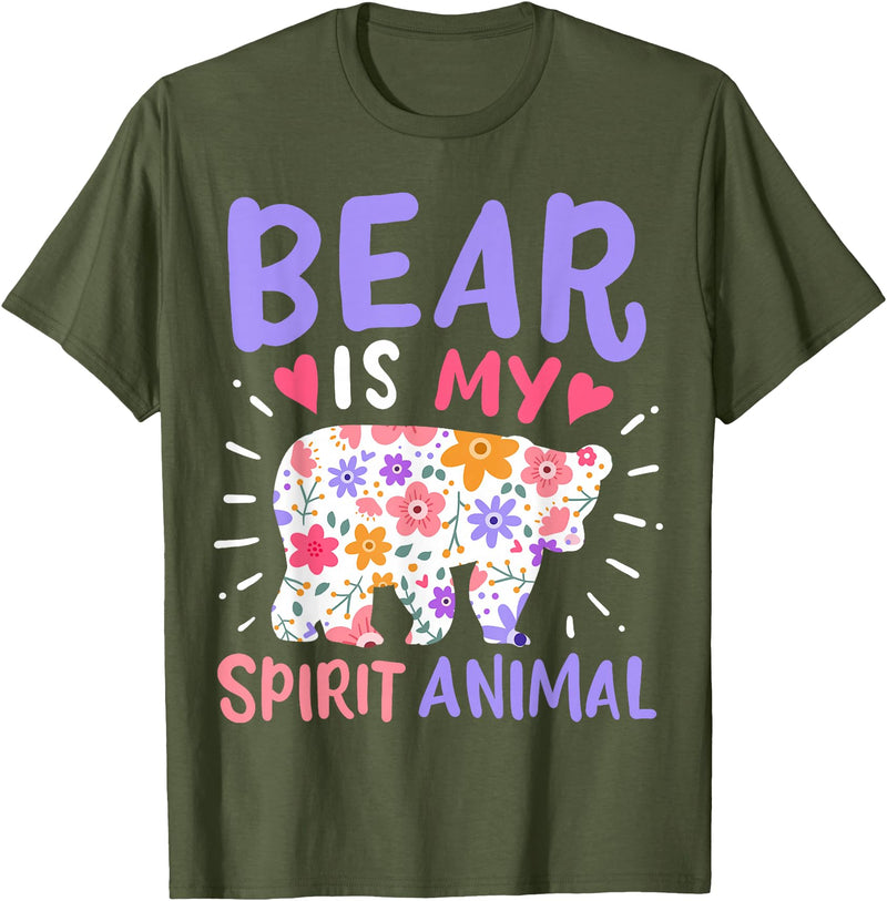 Bear Is My Spirit Animal Bear Spirit Animal T-Shirt - Olive Green