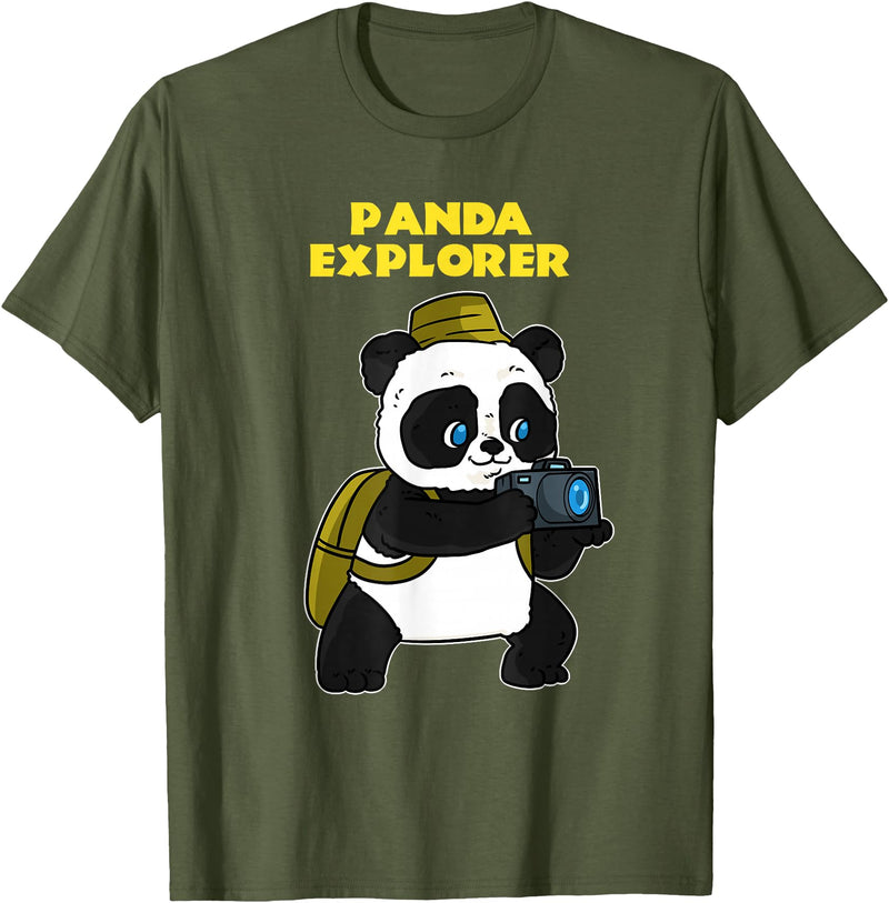 Panda Bear Lovers Clothing Panda Explorer T-Shirt - Olive Green