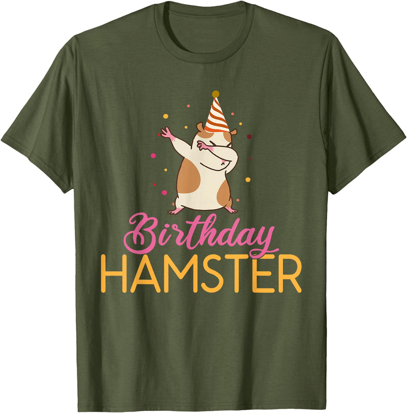 Birthday Hamster Cute Hamster Lover T-Shirt - Olive Green