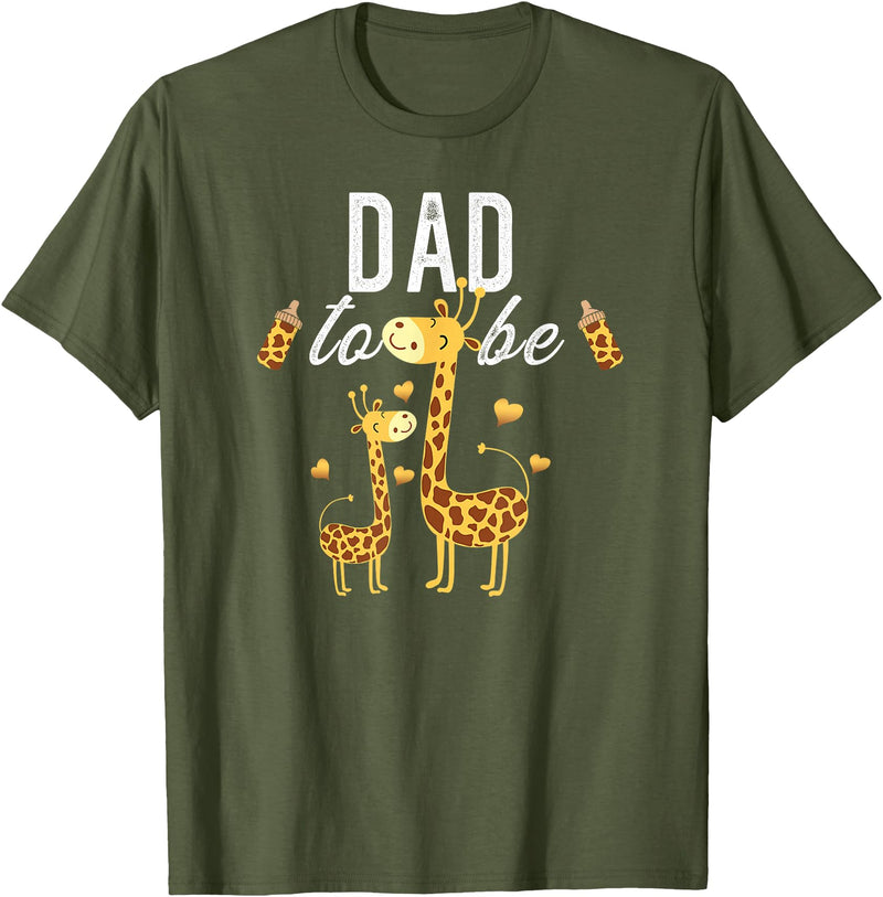 Giraffe Baby Shower Party Clothing For Dad Dad To Be Giraffe Baby Shower Cute T-Shirt - Olive Green