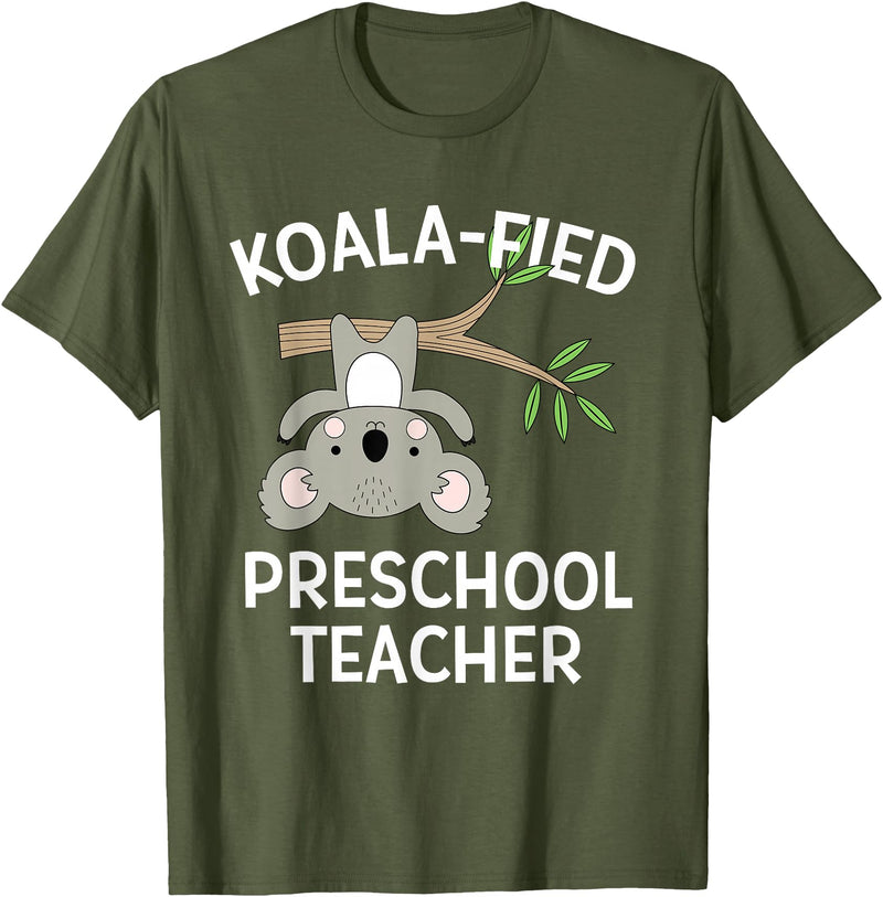 Preschool Teacher Gifts and Apparel Cute Koala Preschool Teacher T-Shirt Funny Pun Gift T-Shirt - Olive Green