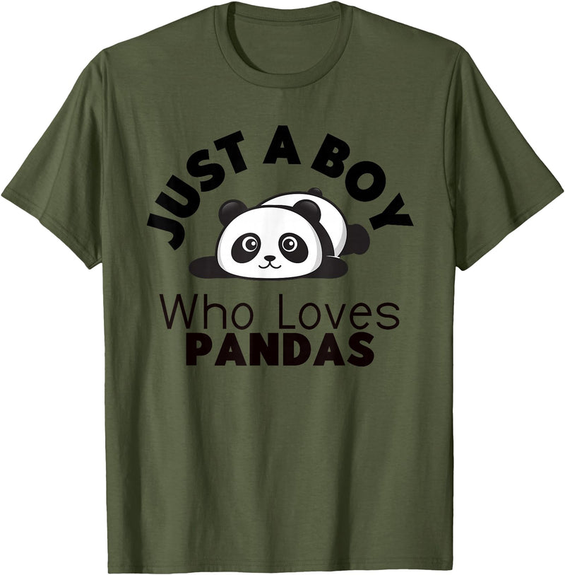 Panda Lover Designs Just A Boy Who Loves Pandas Cute Panda Bear T-Shirt - Olive Green