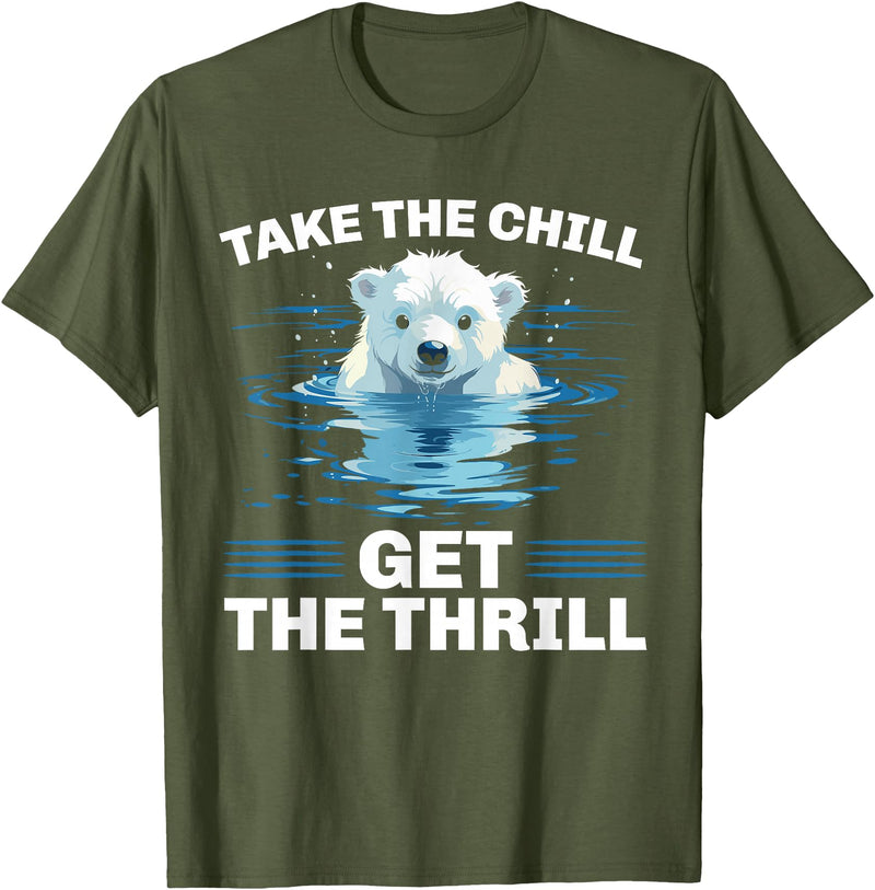 Polar Bear Plunge SteMi Apparel Polar Bear Plunge Icy Water Polar Plunge T-Shirt - Olive Green