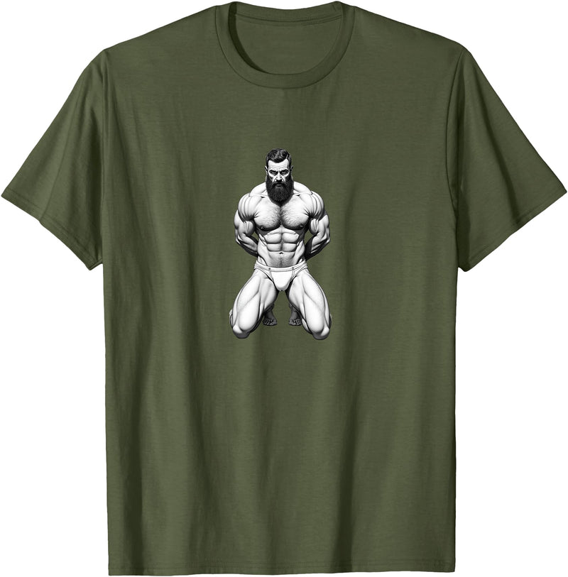 Jay Moe Design Bear, Pride, Gay Pride, Bear Pride Flag, Gay, Rainbow Flag T-Shirt - Olive Green