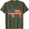 Bison American Buffalo Patriotic Heritage Lr Vintage Buffalo American Flag USA Bison Lover Wildlife T-Shirt - Olive Green