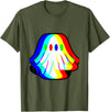 Vaporwave Halloween Techno Music Funny Ghost Trippy Vaporwave Halloween Techno Rave Party T-Shirt - Olive Green