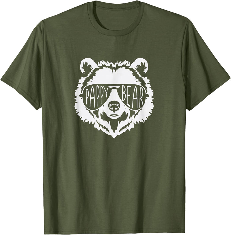 pappy Bear Family Apparel Pappy Bear Face with Sunglasses T-Shirt - Olive Green